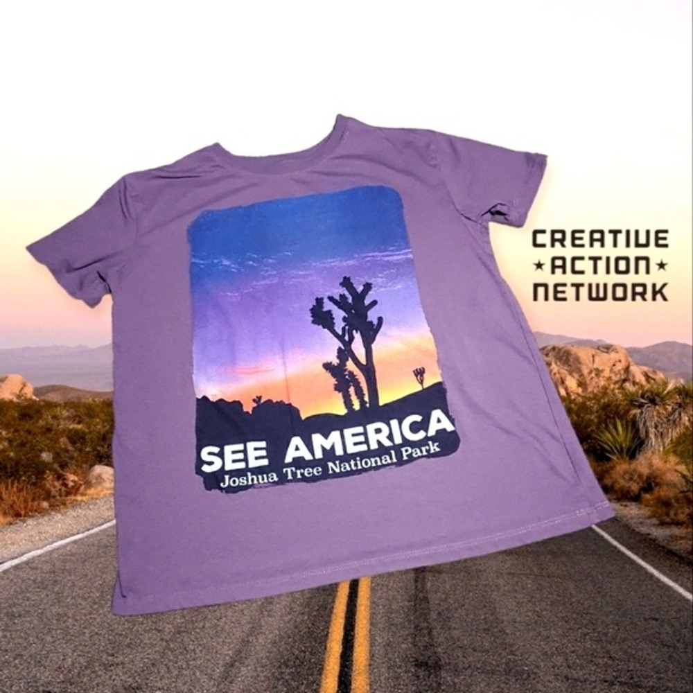 Creative Action Network Joshua Tree National Park Graphic Tee Purple Womens M